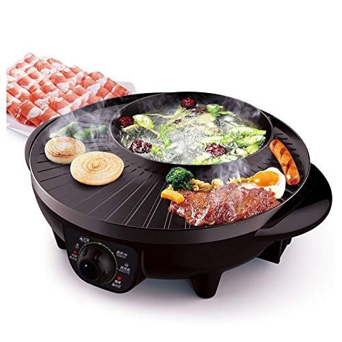 Electric Shabu Shabu Hot Pot with BBQ, Cast Aluminum Pot Body SK-J3201A …