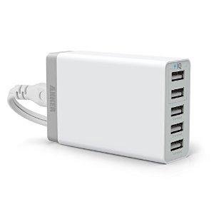 25W 5-Port Desktop USB Charger with PowerIQ Technology for Smartphones Tablets 