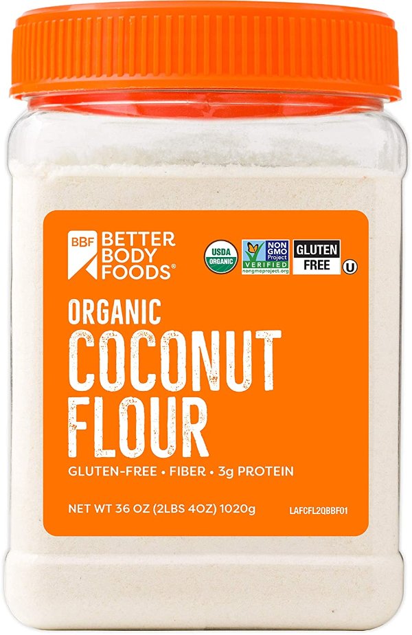 Organic Coconut Flour 2.25 Pound Jar, Naturally Gluten-Free White Flour Alternative with a Slight Coconut Taste and Aroma, 23% Dietary Fiber per Serving