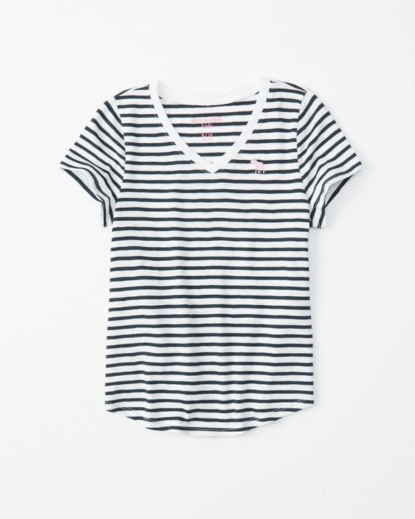 girls icon v-neck striped tee | girls 30% off select styles | Abercrombie.com