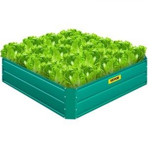 VEVOR Galvanized Raised Garden Bed, 48" x 48" x 12" Metal Planter Box, Green Steel Plant Raised Garden Bed Kit, Planter Boxes Outdoor for Growing Vegetables,Flowers,Fruits,Herbs,and Succulents | VEVOR US