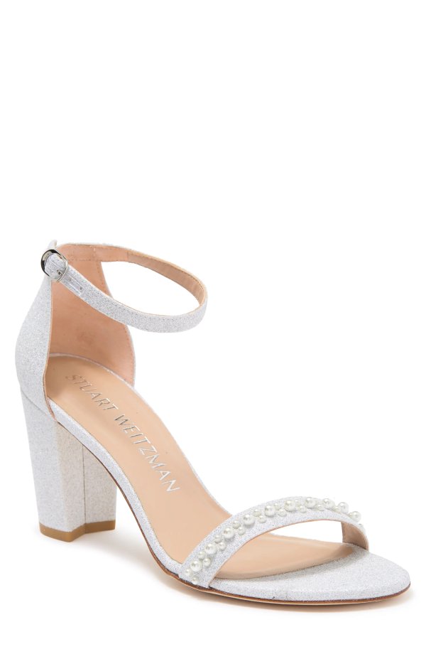 Nearlynude Glitter Pearl Block Heel Sandal (Women)