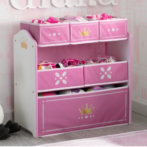 Delta Children Princess Crown Multi-Bin Toy Organizer, White/Pink