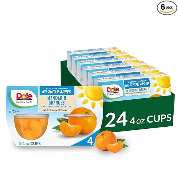 FRUIT BOWLS No Sugar Added Mandarin Oranges, 4 Cups (6 Pack)