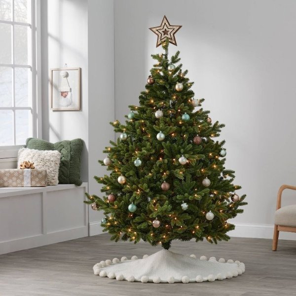 5.5&#39; Pre-Lit Full Teardrop Balsam Fir Artificial Christmas Tree Clear Lights - Wondershop&#8482;