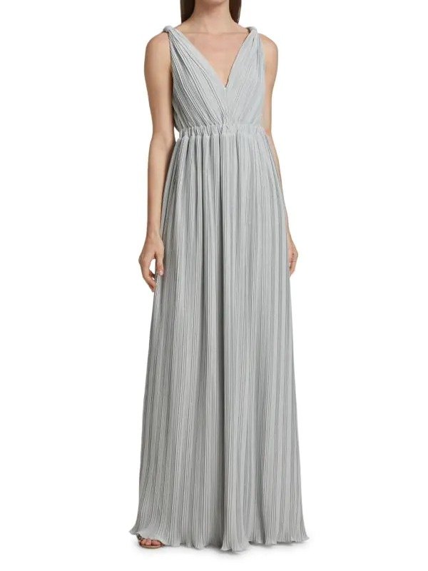 Lana Pleated V-Neck Gown