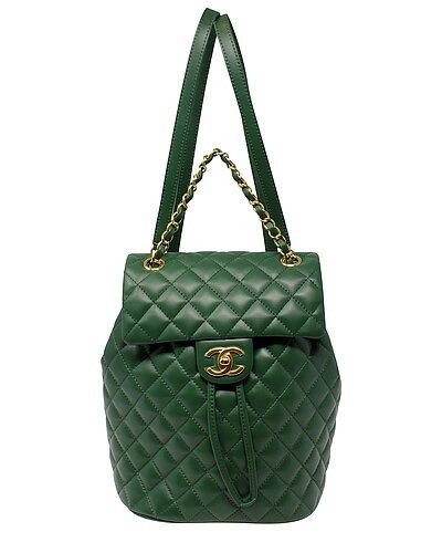 Limited Edition Green Quilted Lambskin Leather CC Backpack, Never Carried (Authentic Pre-Owned)