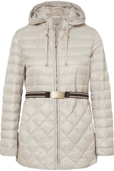 The Cube hooded belted quilted shell down coat