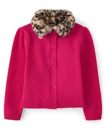 Girls Long Sleeve Faux Fur Cardigan - Purrrfect in Pink | Gymboree - PINK SAPPHIRE