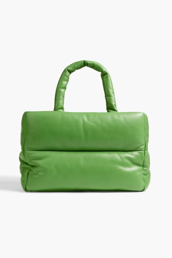 Puffy quilted leather tote