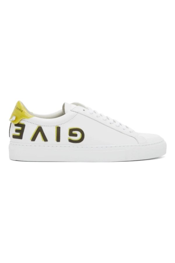 White & Yellow Reverse Logo Urban Street Sneakers
