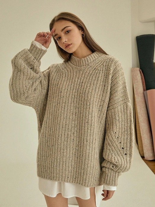 (Priority Shipping) Cookie round wool knit oatmeal