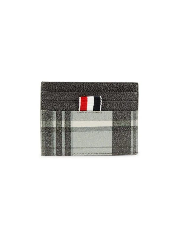 Checked Leather Card Holder