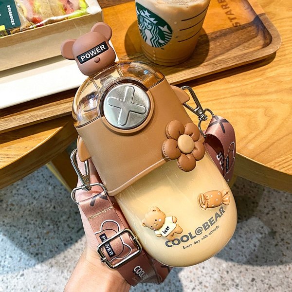 10.98US $ 35% OFF|630ml Fashionable lovely Water Bottle Outdoor Water Bottle With Straw Plastic Portable Water Cup Dinkware Camping Girls Bottle| | - AliExpress