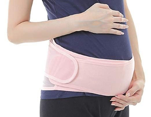 Highup 孕妇托腹带产前产后腰痛贴合身体腹腰封孕妇孕期保胎带孕妇腰带 粉色