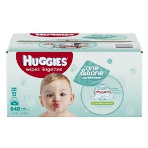 Huggies One & Done Refreshing Baby Wipes Refill, Cucumber and Green Tea, 648 Count @ Amazon