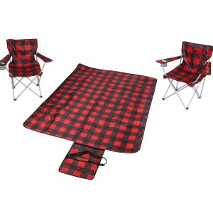 Ozark Trail 红色格子露营3件套 含椅子餐布