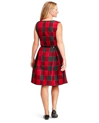 Womens Mommy And Me Sleeveless Buffalo Plaid ow Belted Woven Matching Fit And Flare Dress | The Children's Place - CLASSICRED