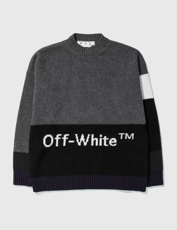 Color Block Off Crewneck Sweater