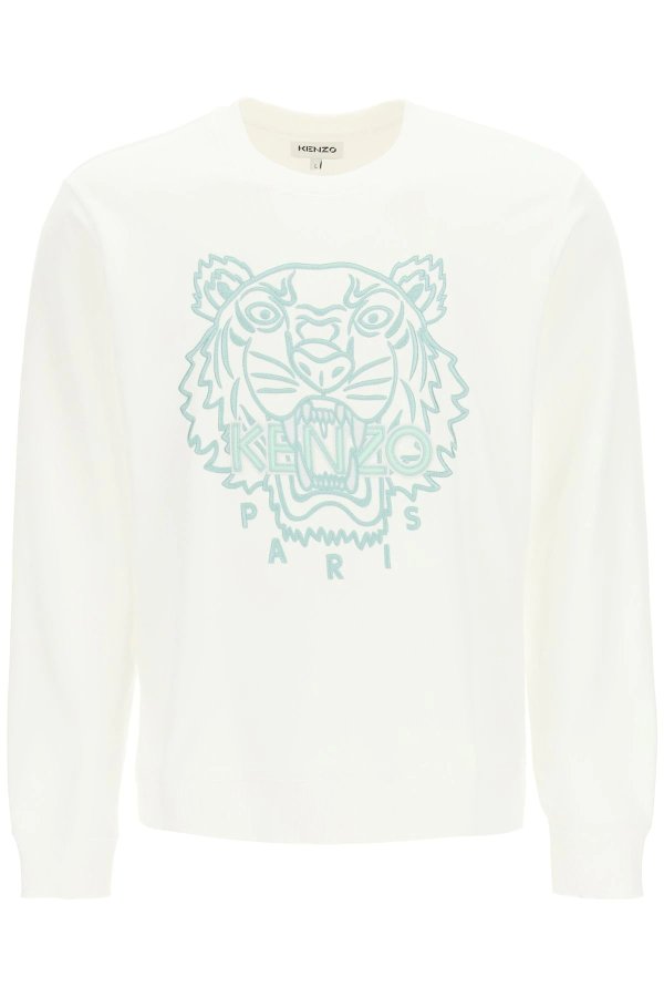crewneck sweatshirt with tiger embroidery