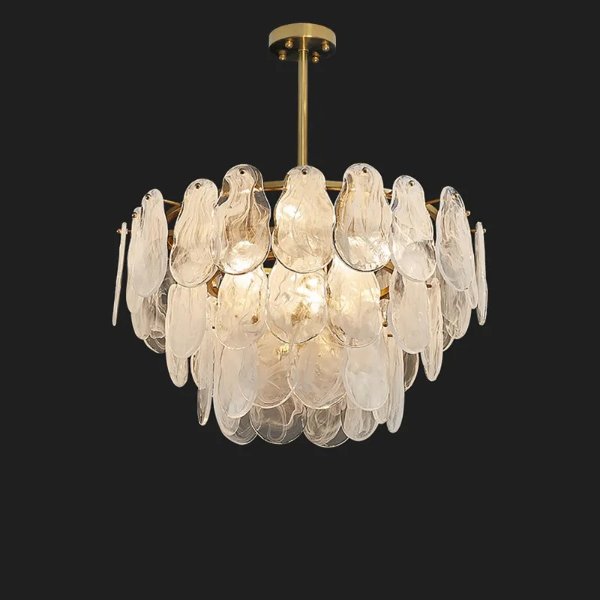 Cloude Modern 6-Light Tiered Cloud Glass Chandelier Adjustable Hanging Rod-Homary