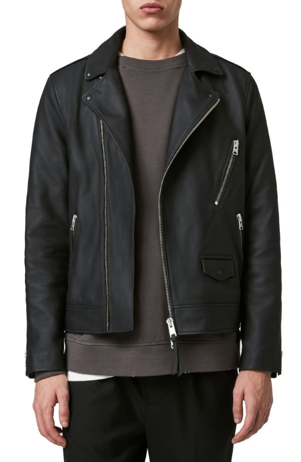 Bloc Leather Biker Jacket