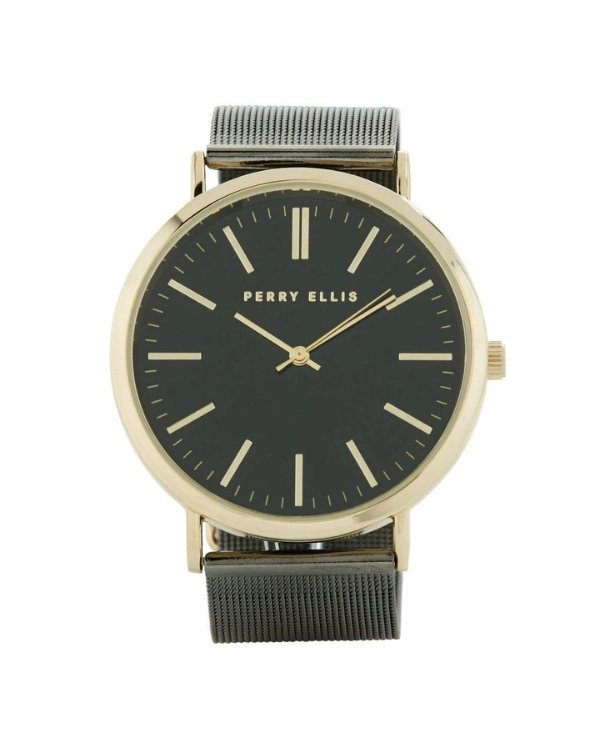 Black & Gold Watch with Mesh Band