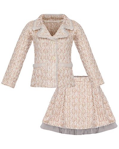 Mia Belle Girls' Tweed Jacket & Skirt Set