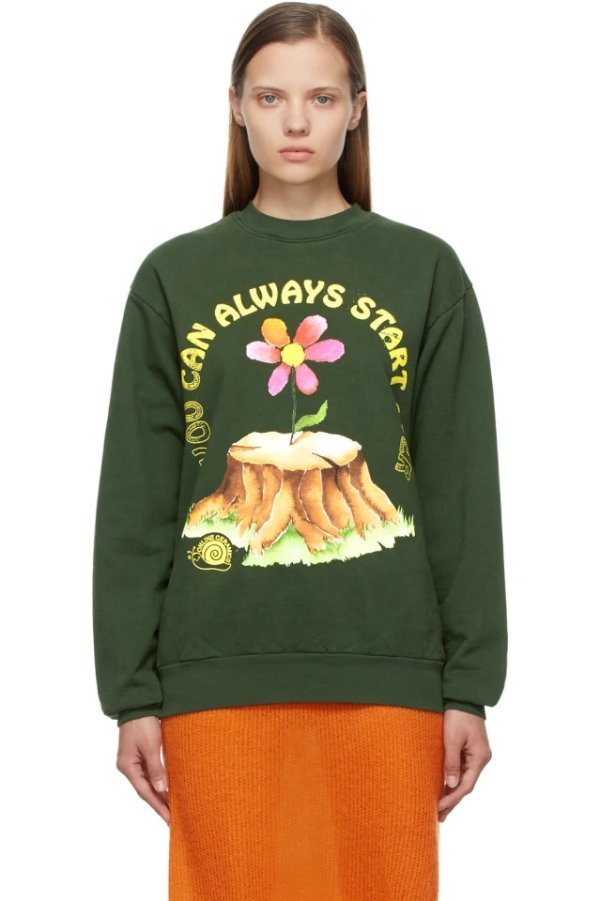 SSENSE Exclusive Green 'You Can Always Start Over' Sweatshirt