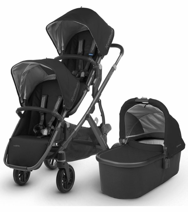2018 / 2019 Vista Double Stroller - Jake (Black/Carbon/Black Leather)