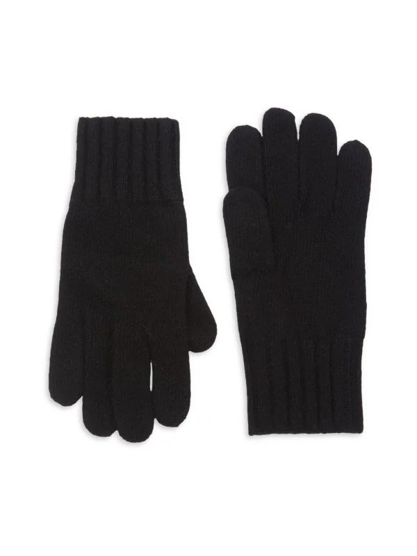 Ribbed Cuff Cashmere Gloves