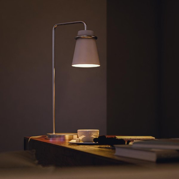 Nico 23 in. White and Brushed Steel Indoor Desk Lamp