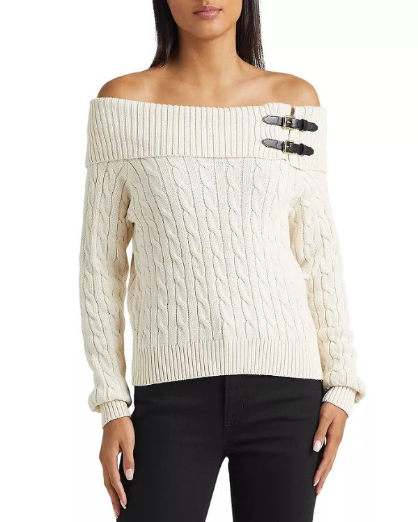 Off-the-Shoulder Cable Sweater