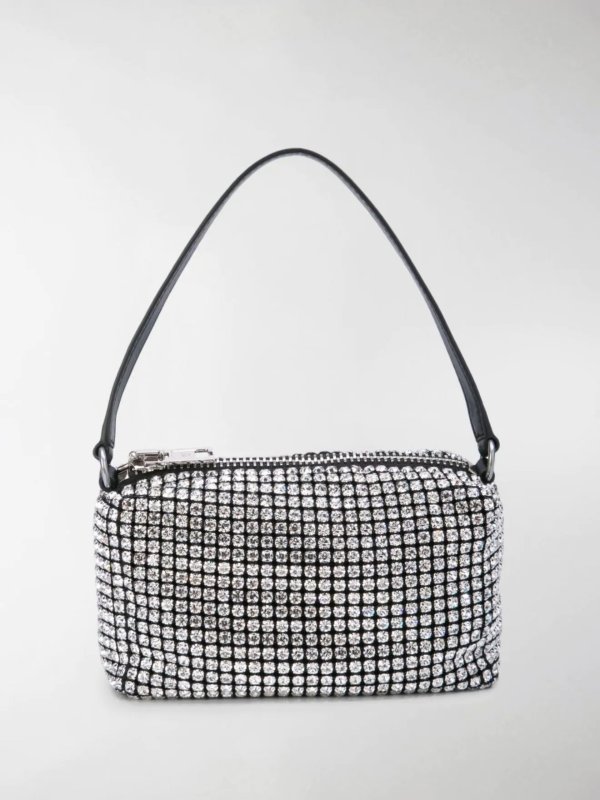 medium Wangloc rhinestone-embellished clutch bag metallic | MODES