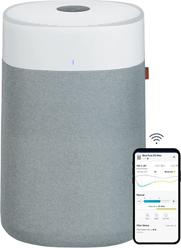 Air Purifiers for Large Home Room, HEPASilent Air Purifiers for Bedroom, Air Purifiers for Pets Allergies Air Cleaner, Smart Air Purifier, Virus Air Purifier for Dust Mold, Blue Pure 211i Max