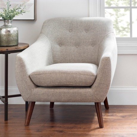 Gray Tufted Mid-Century Modern Accent Chair