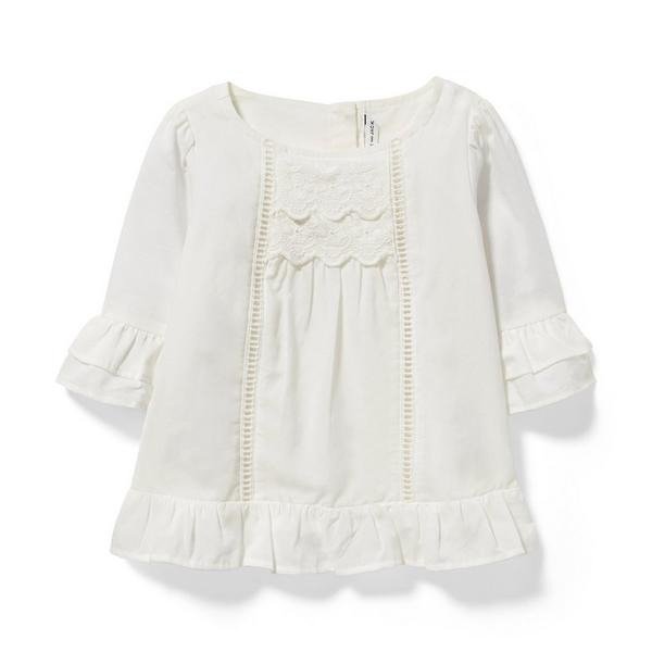 Embroidered Ruffle Cuff Top