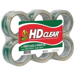 Duck HD Clear Heavy Duty Packaging Tape Refill, 6 Rolls