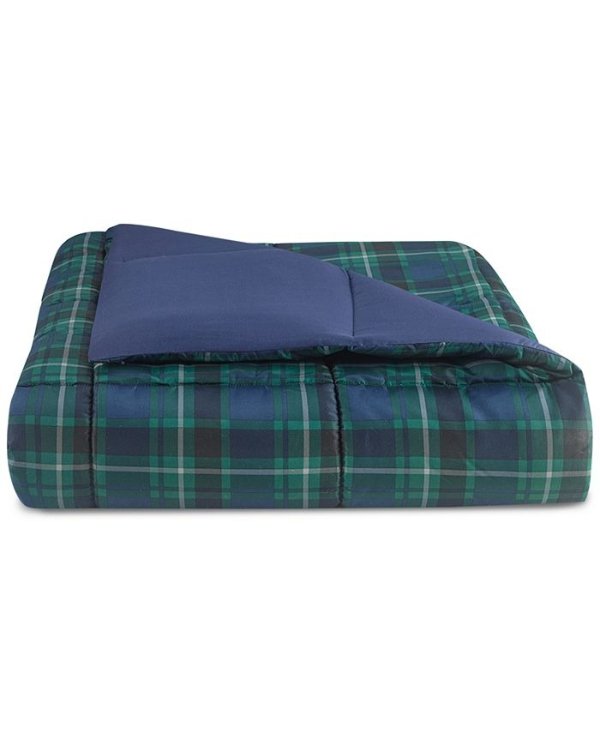 Essentials by Martha Stewart Collection Reversible Plaid Twin Comforter, Created for Macy's