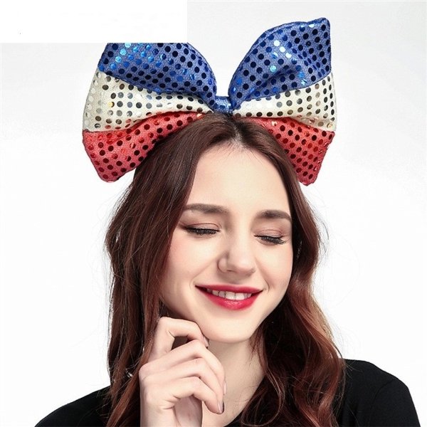 The National Day World Cup The Fourth of July Party Decor Sequin Bowknot Headband