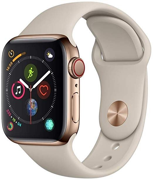 Watch Series 4 (GPS + Cellular, 40mm) - Gold Stainless Steel Case with Stone Sport Band, Gold Stainless Steel with Gold Stone Sport Band - MTUR2LL/A