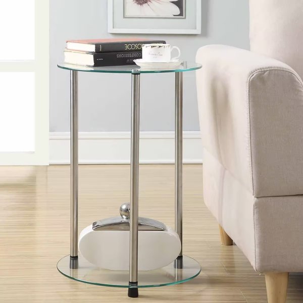 Donovan 2-Tier Round Glass End Table