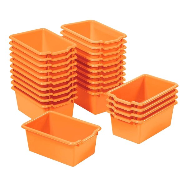 Scoop Front Storage Bins, Multipurpose Organization, Orange, 25-Piece