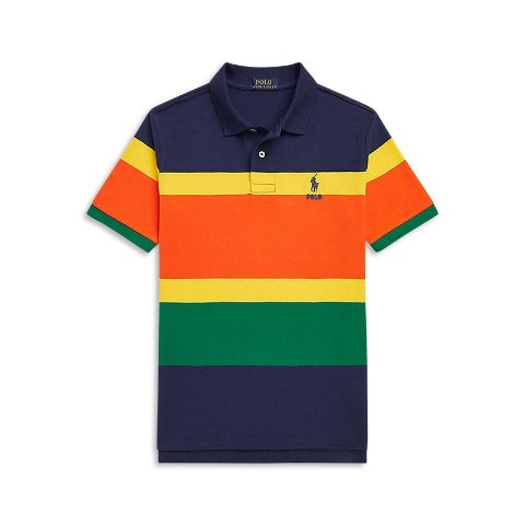 Polo Ralph LaurenBoys  Striped Cotton Mesh Polo Shirt - Little Kid, Big Kid
