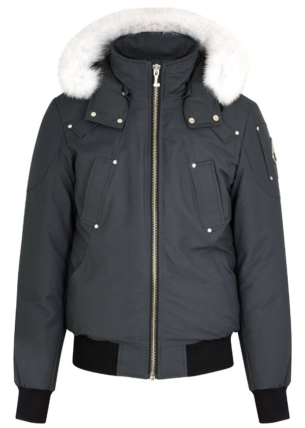 Ballistic fur-trimmed cotton-blend jacket