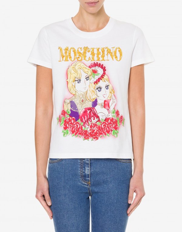 Short t-shirt in Anime Print jersey - Anime Antoinette - FW20 COLLECTION - Moods - Moschino | Moschino Official Online Shop