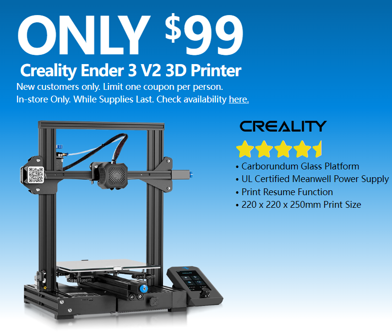 创想三维3d打印机Creality Ender 3 V2 MicorCenter新人福利 立减100$