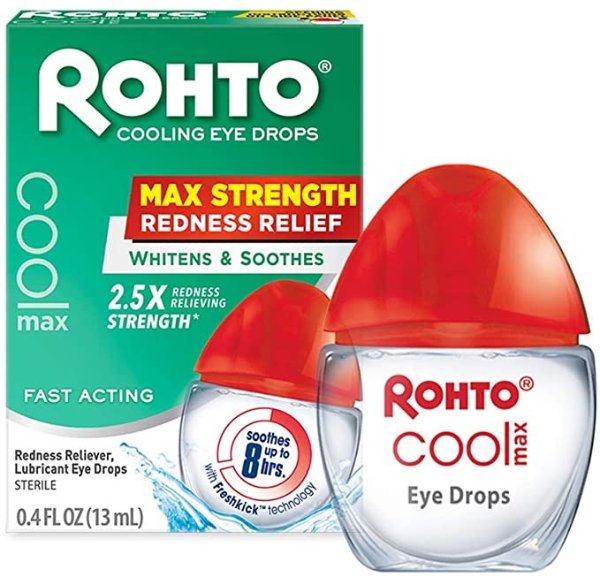 Cool Max Maximum Redness Relief Cooling Eye Drops, 0.4 Fl Oz (Pack of 3)