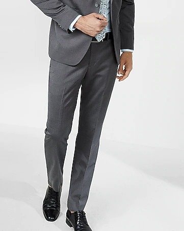 Slim Dark Gray Wool Blend Oxford Suit Pant