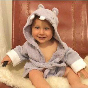 Baby Aspen, Hug-alot-amus Hooded Hippo Robe, Purple, 0-6 Months